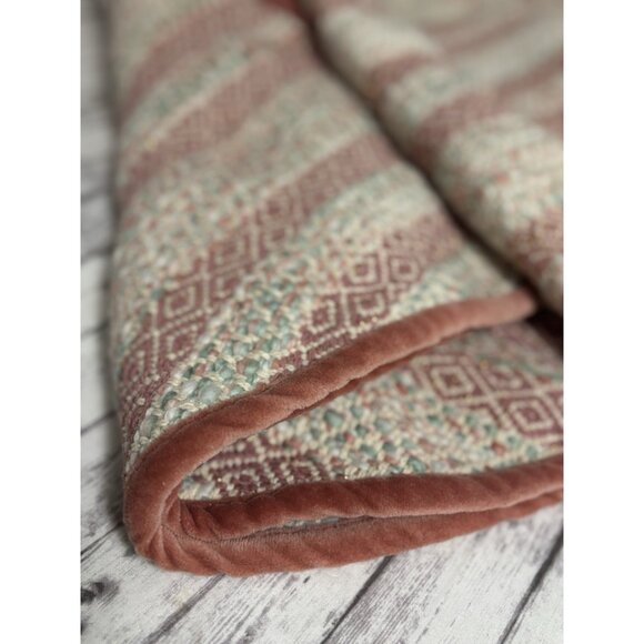 Pink Green Aspen Woven Knit Tree Skirt with Velvet Trim, 48" - Picture 2 of 10